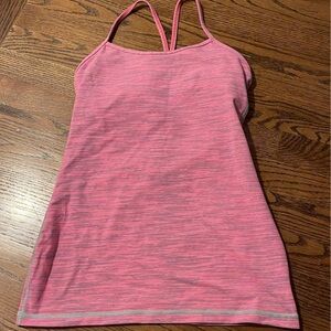Lululemon heathered pink and green Power Y Tank Top sz 6